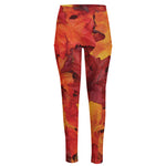 Autumn Maple Leaf Print High-Waisted Pocket Leggings