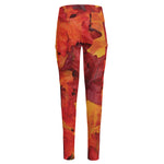 Autumn Maple Leaf Print High-Waisted Pocket Leggings