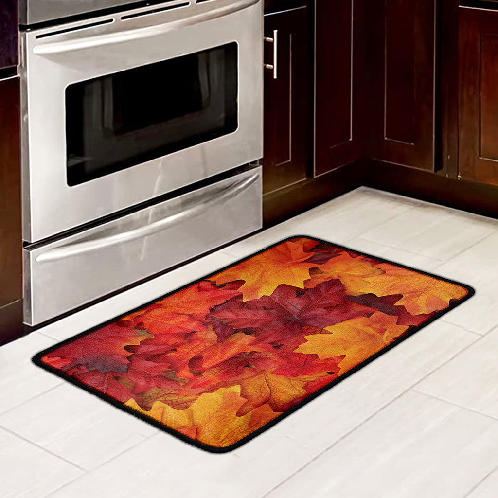 Autumn Maple Leaf Print Kitchen Mat