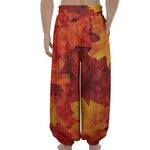 Autumn Maple Leaf Print Lantern Pants