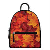 Autumn Maple Leaf Print Leather Backpack