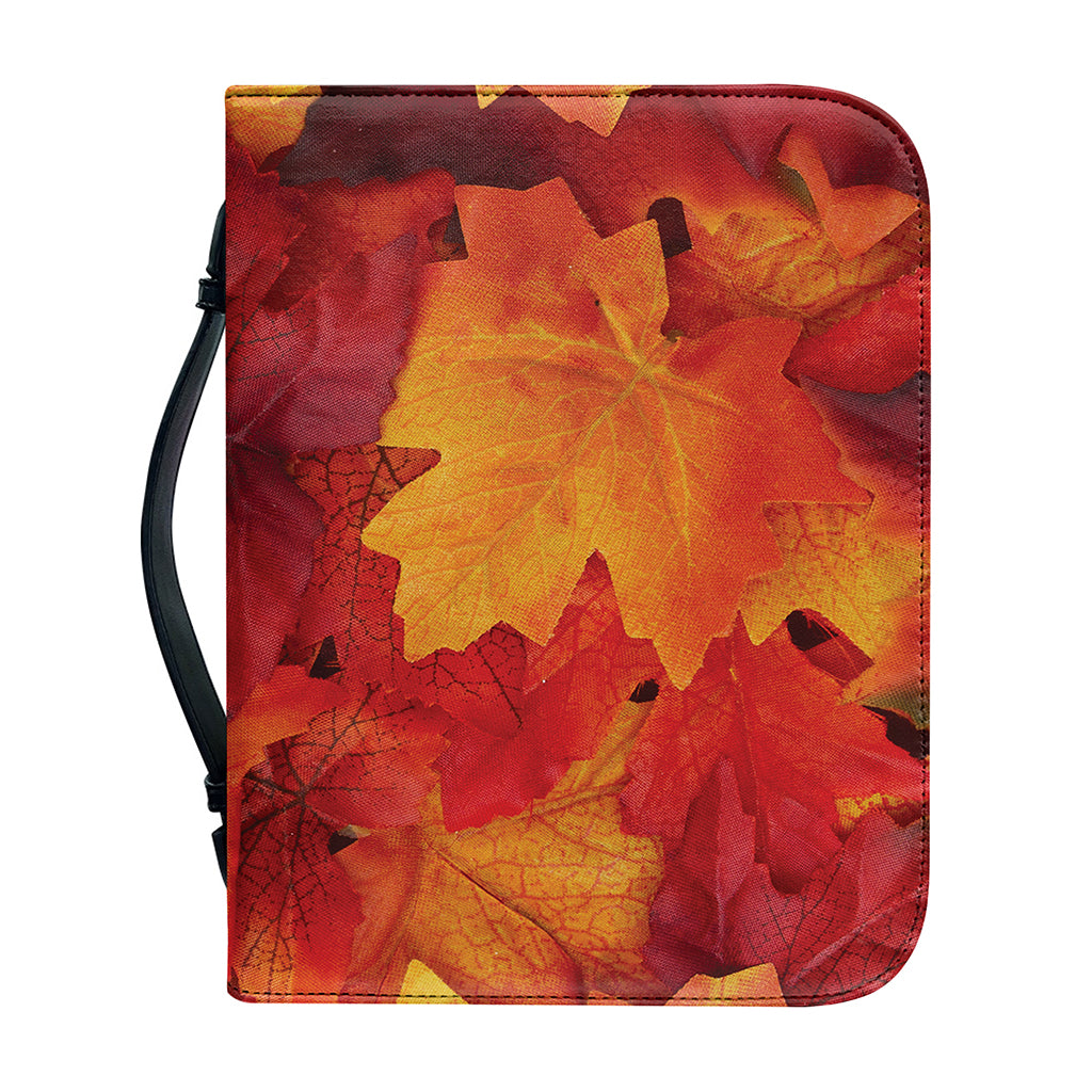 Autumn Maple Leaf Print Leather Bible Cover