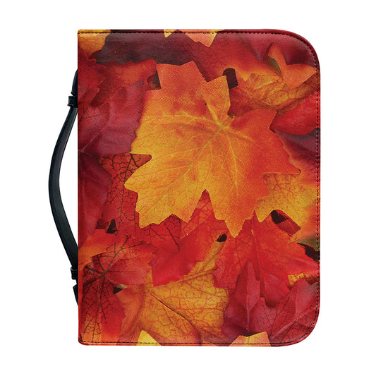 Autumn Maple Leaf Print Leather Bible Cover
