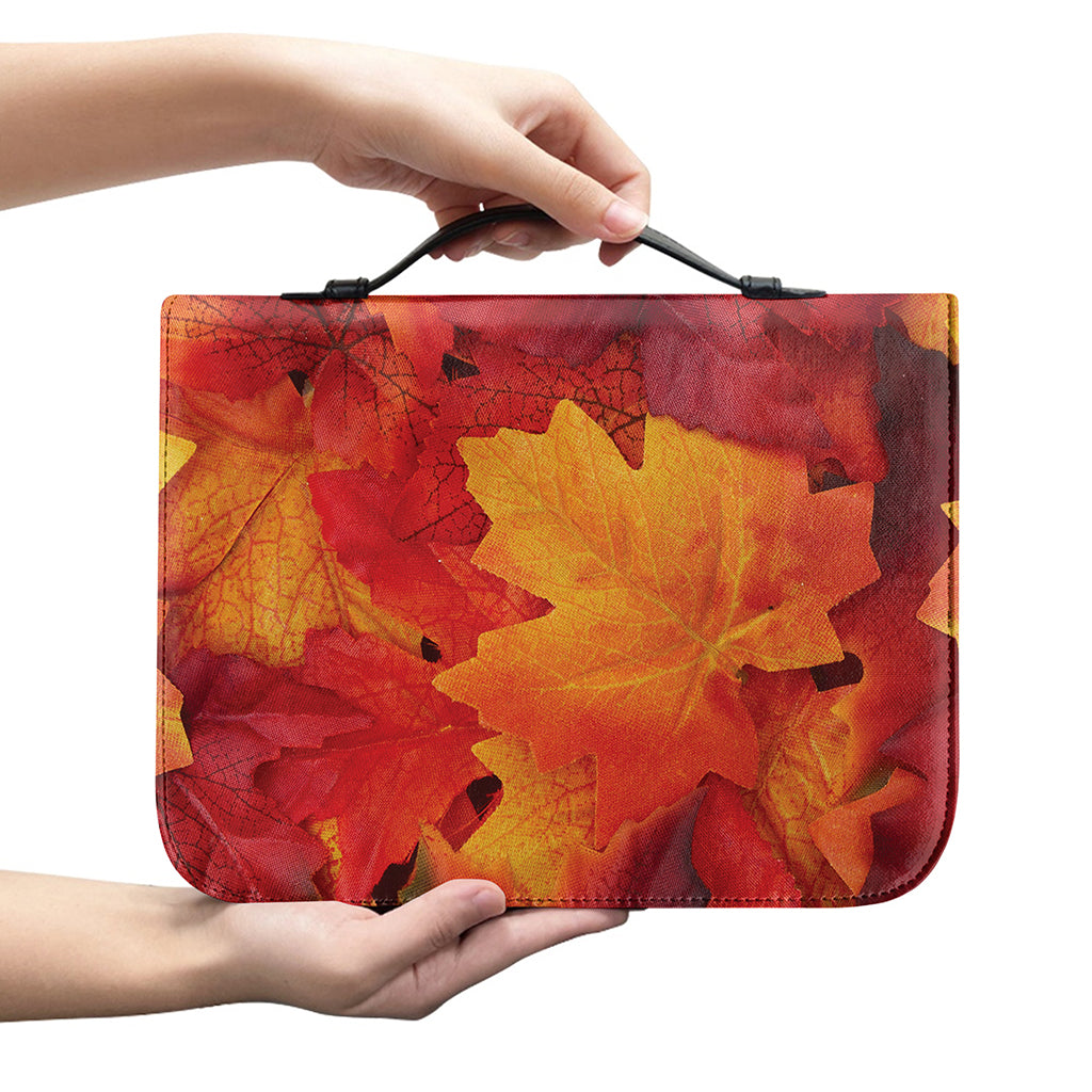Autumn Maple Leaf Print Leather Bible Cover