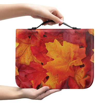 Autumn Maple Leaf Print Leather Bible Cover