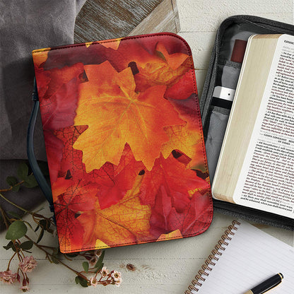 Autumn Maple Leaf Print Leather Bible Cover