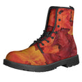 Autumn Maple Leaf Print Lace-Up Boots