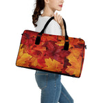 Autumn Maple Leaf Print Leather Duffle Bag