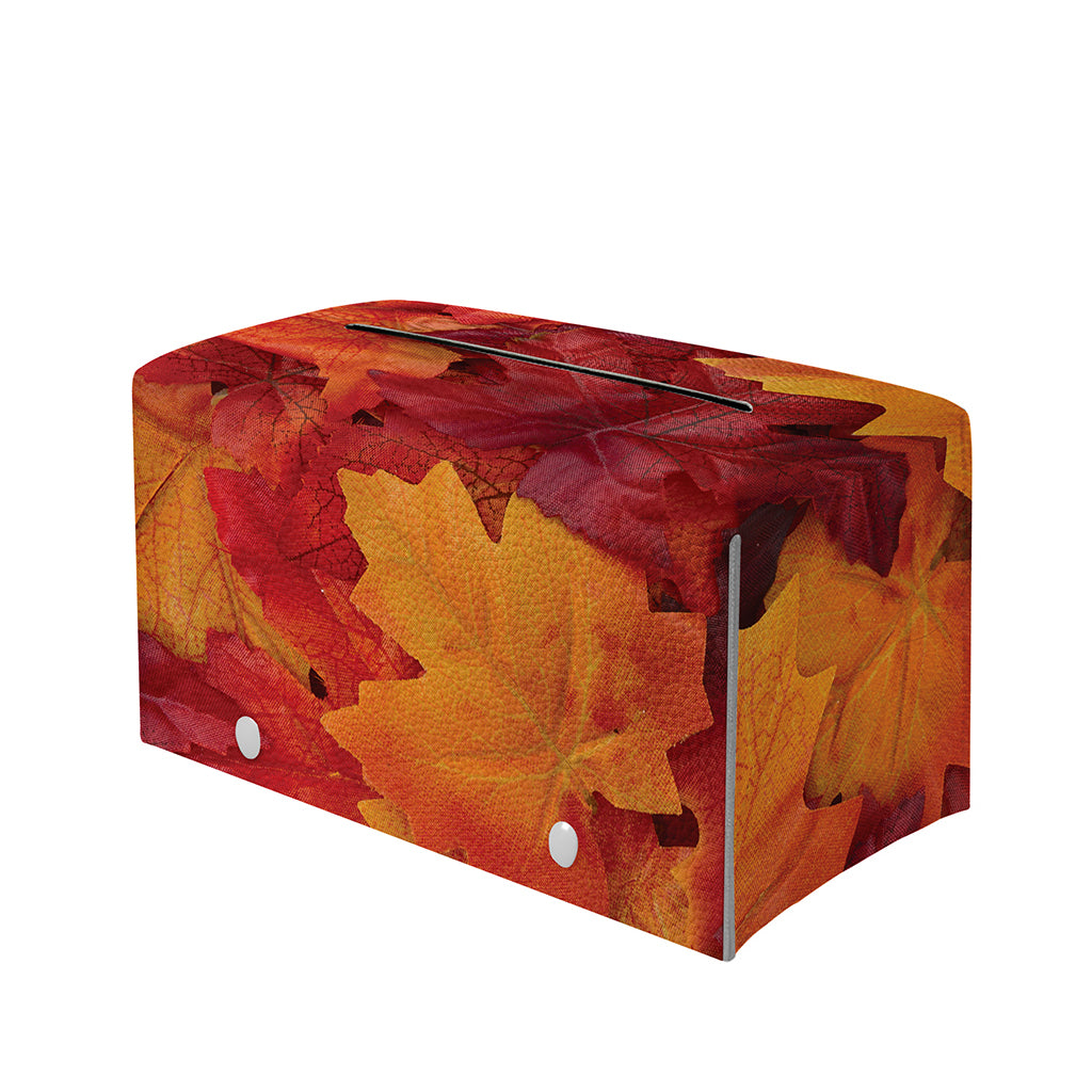 Autumn Maple Leaf Print Leather Tissue Box Cover