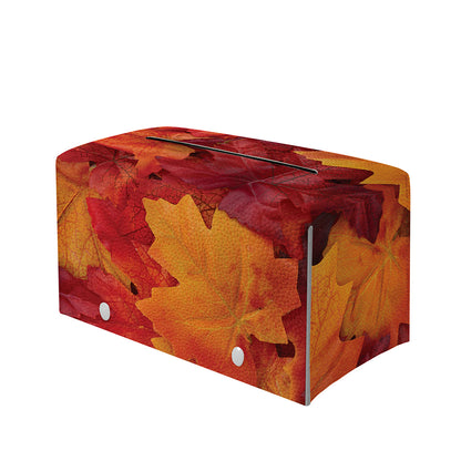 Autumn Maple Leaf Print Leather Tissue Box Cover