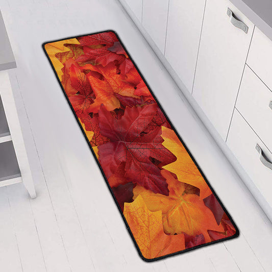 Autumn Maple Leaf Print Long Kitchen Mat
