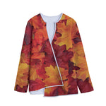 Autumn Maple Leaf Print Long Sleeve Short Coat