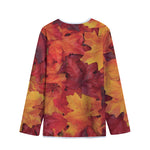 Autumn Maple Leaf Print Long Sleeve Short Coat