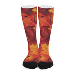 Autumn Maple Leaf Print Long Socks