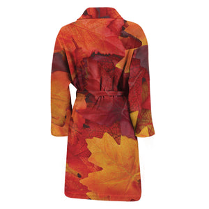 Autumn Maple Leaf Print Men's Bathrobe