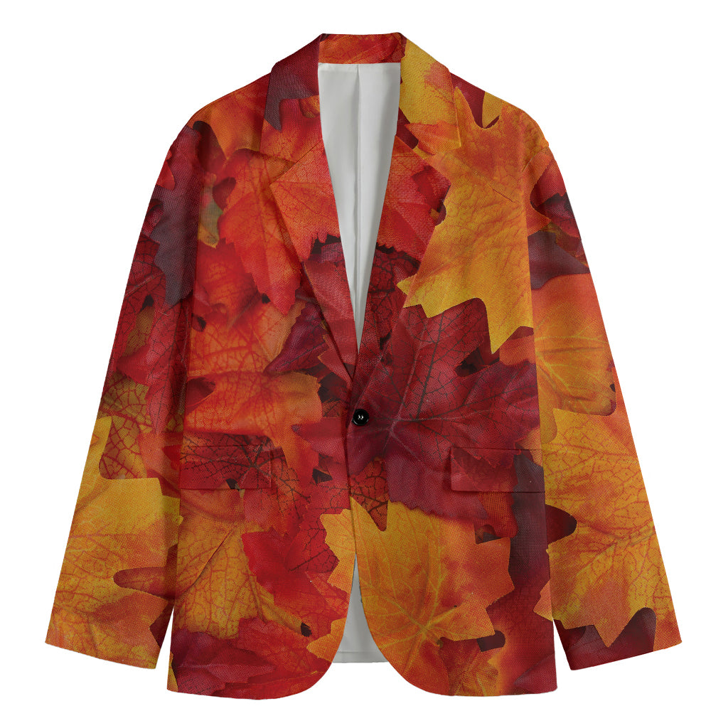 Autumn Maple Leaf Print Men's Blazer