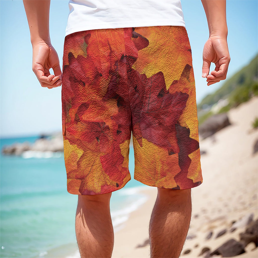 Autumn Maple Leaf Print Men's Cargo Shorts