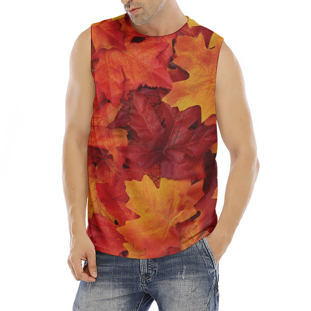 Autumn Maple Leaf Print Men's Fitness Tank Top