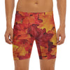 Autumn Maple Leaf Print Men's Long Boxer Briefs