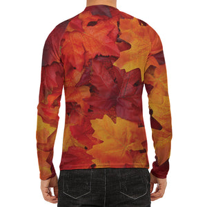 Autumn Maple Leaf Print Men's Long Sleeve Rash Guard