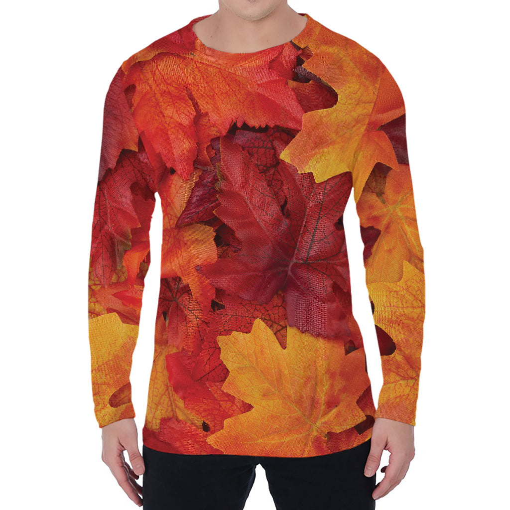 Autumn Maple Leaf Print Men's Long Sleeve T-Shirt