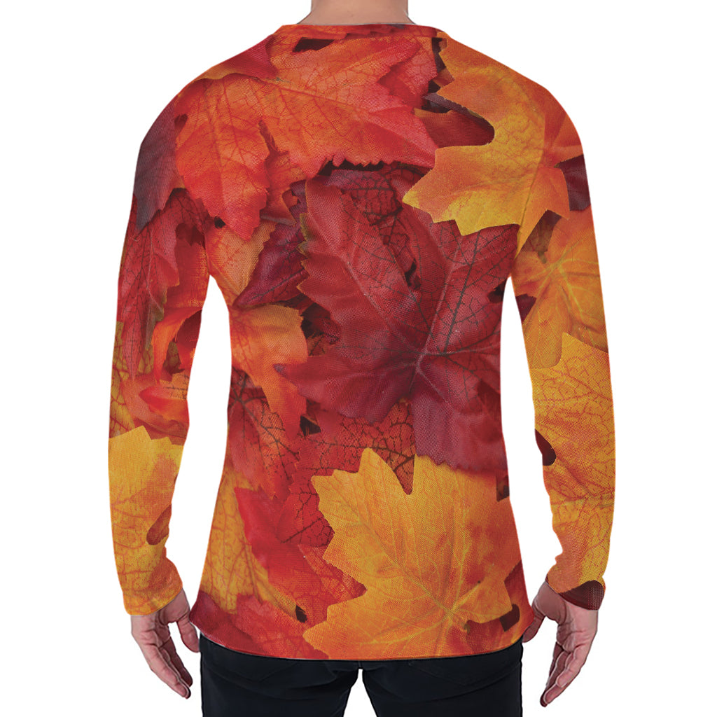 Autumn Maple Leaf Print Men's Long Sleeve T-Shirt