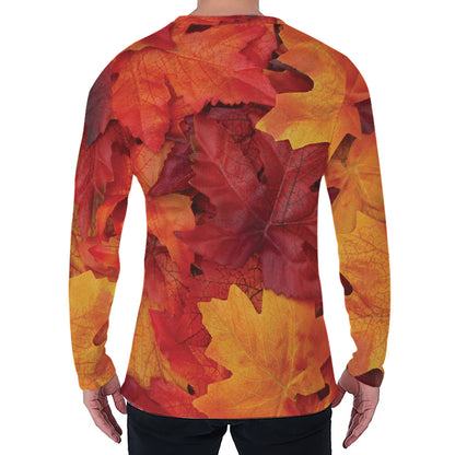Autumn Maple Leaf Print Men's Long Sleeve T-Shirt