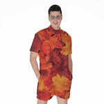 Autumn Maple Leaf Print Men's Rompers