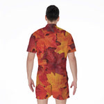 Autumn Maple Leaf Print Men's Rompers