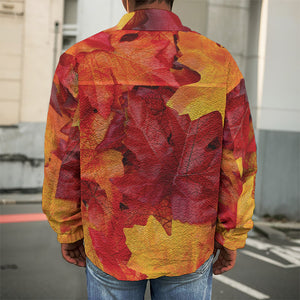 Autumn Maple Leaf Print Men's Shirt Jacket