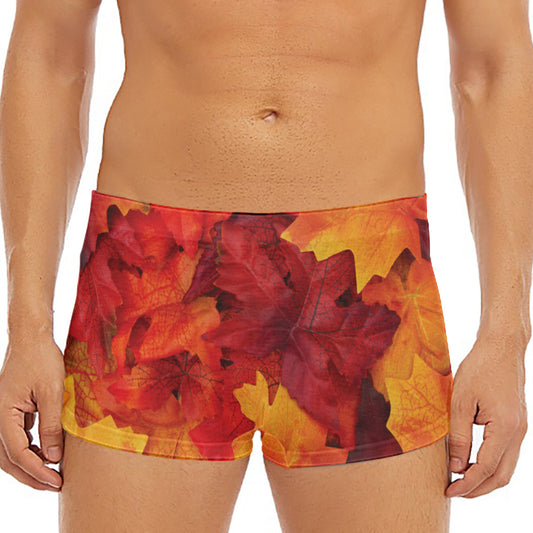 Autumn Maple Leaf Print Men's Short Boxer Briefs