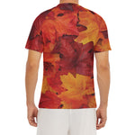 Autumn Maple Leaf Print Men's Short Sleeve Rash Guard