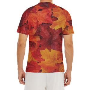 Autumn Maple Leaf Print Men's Short Sleeve Rash Guard