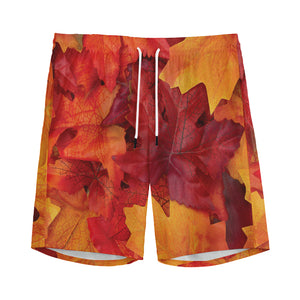 Autumn Maple Leaf Print Men's Sports Shorts