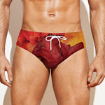 Autumn Maple Leaf Print Men's Swim Briefs