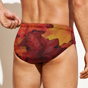 Autumn Maple Leaf Print Men's Swim Briefs