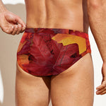 Autumn Maple Leaf Print Men's Swim Briefs