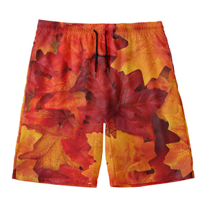 Autumn Maple Leaf Print Men's Swim Trunks