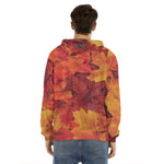 Autumn Maple Leaf Print Men's Velvet Pullover Hoodie