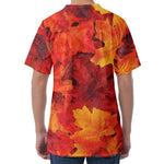 Autumn Maple Leaf Print Men's Velvet T-Shirt