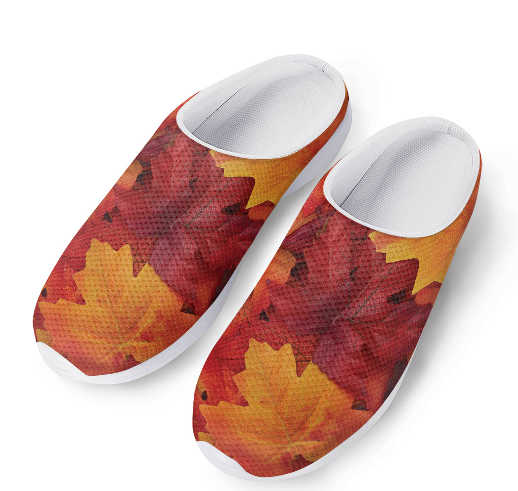 Autumn Maple Leaf Print Mesh Casual Shoes