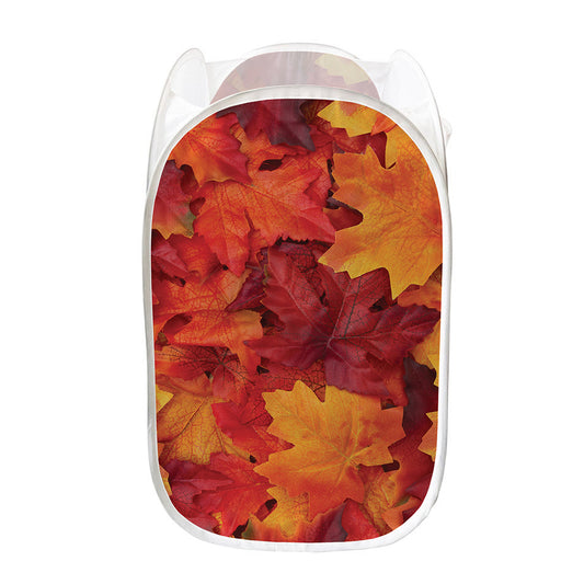 Autumn Maple Leaf Print Mesh Laundry Hamper
