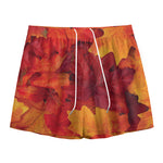 Autumn Maple Leaf Print Mesh Shorts