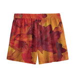 Autumn Maple Leaf Print Mesh Shorts