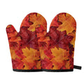 Autumn Maple Leaf Print Oven Mitts