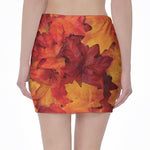 Autumn Maple Leaf Print Pencil Mini Skirt