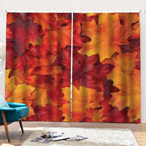 Autumn Maple Leaf Print Pencil Pleat Curtains