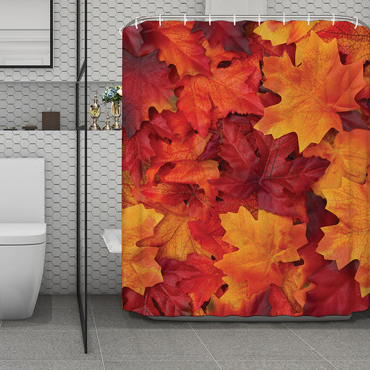Autumn Maple Leaf Print Polyester Shower Curtain