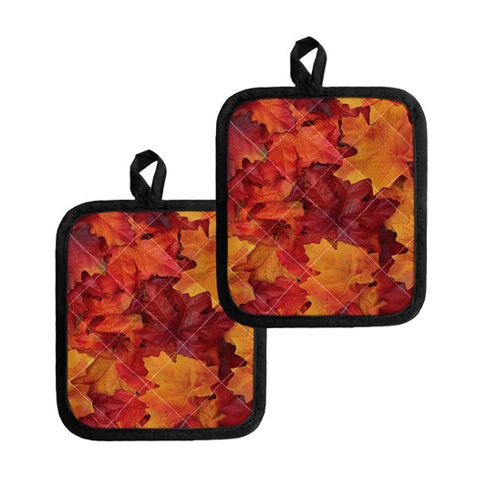 Autumn Maple Leaf Print Pot Holders