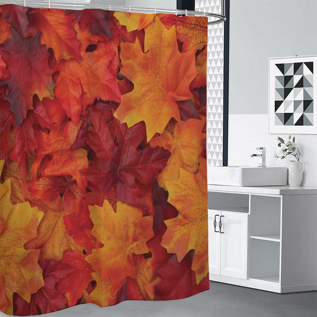 Autumn Maple Leaf Print Premium Shower Curtain